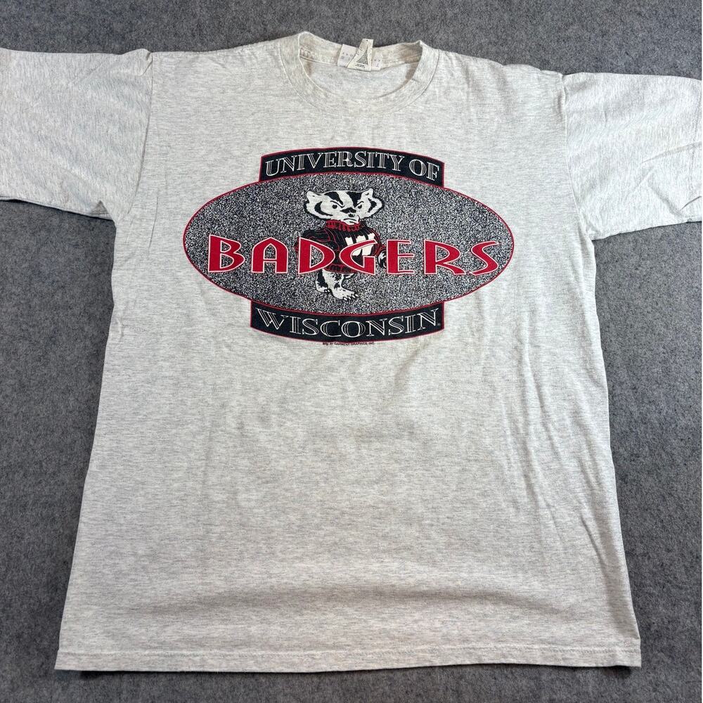 Vintage 90s Wisconsin Badgers Shirt Mens Large Gray Football University College